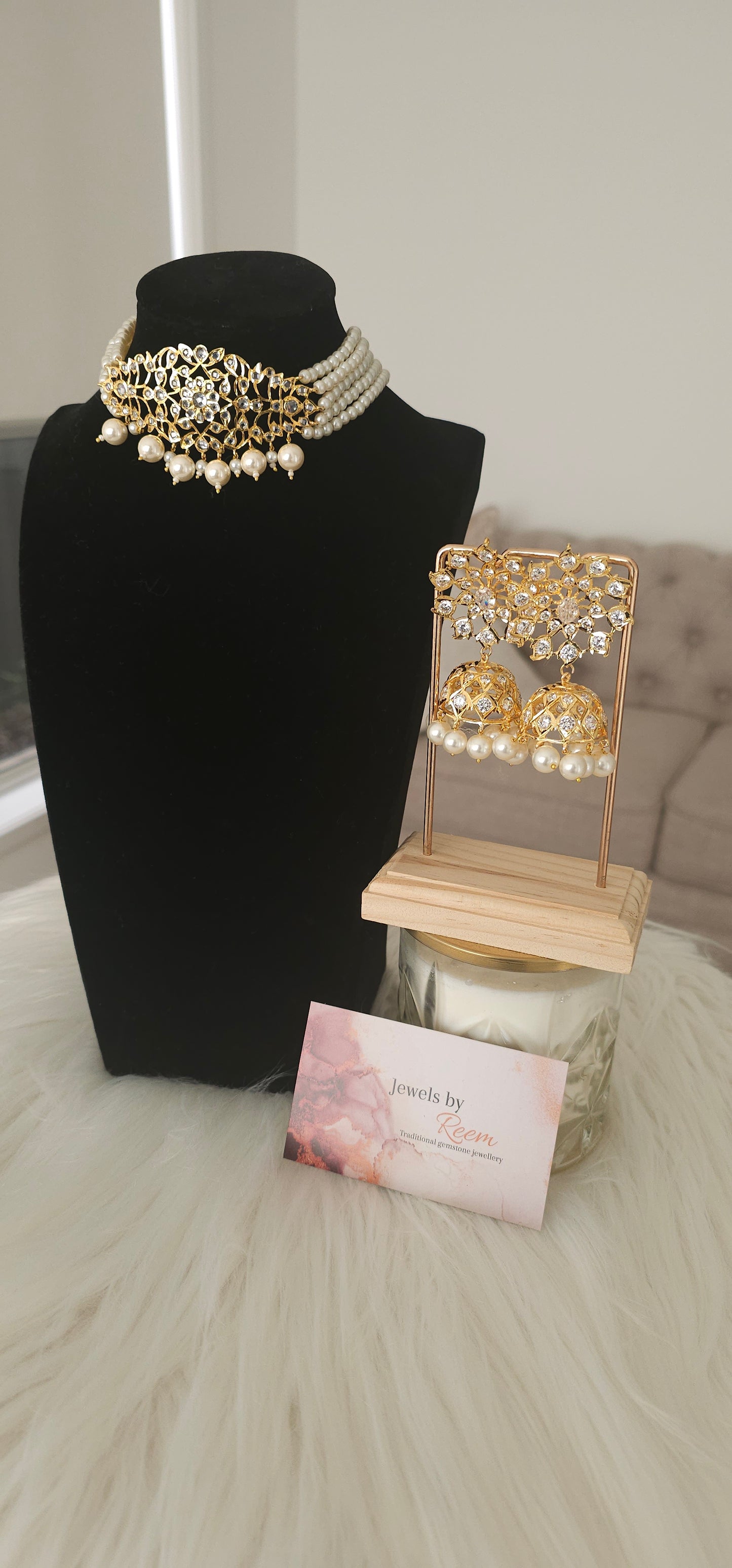 Jaali pearls choker set