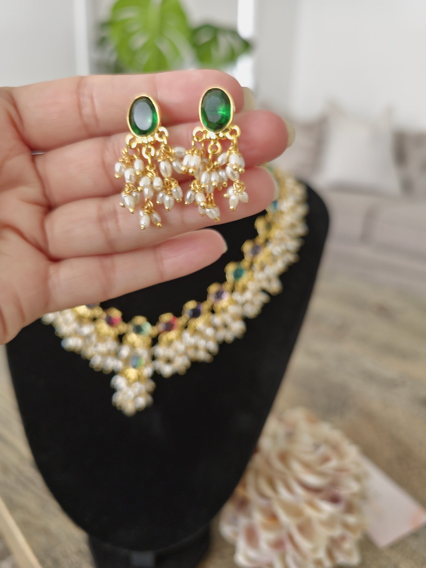 Darya multicolour rice pearls set