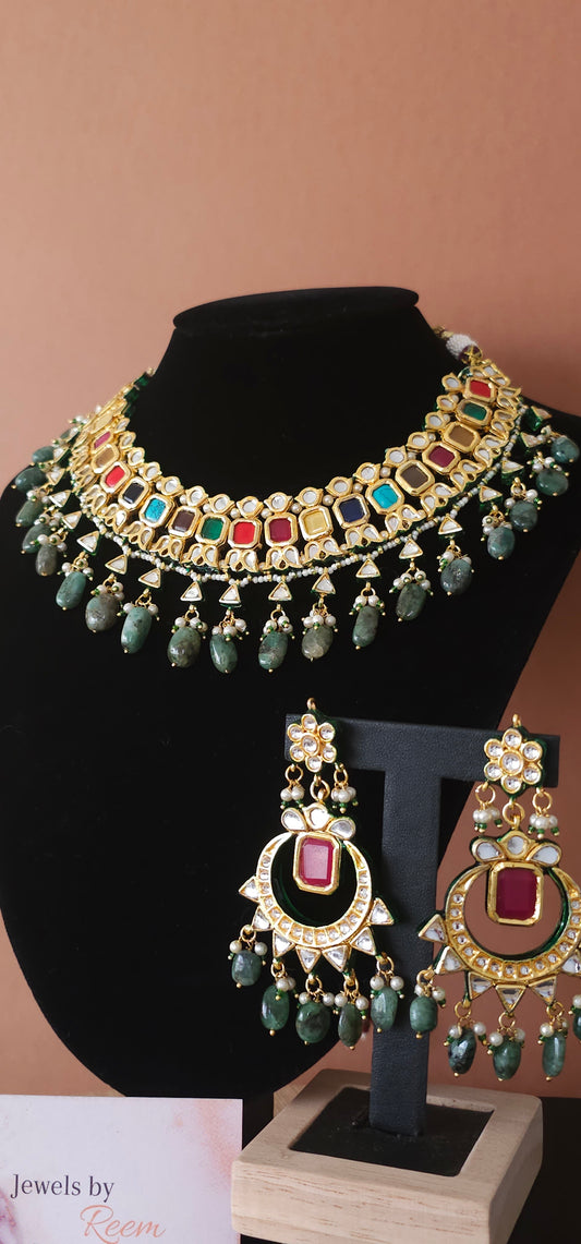 Meenakari Kundan necklace set