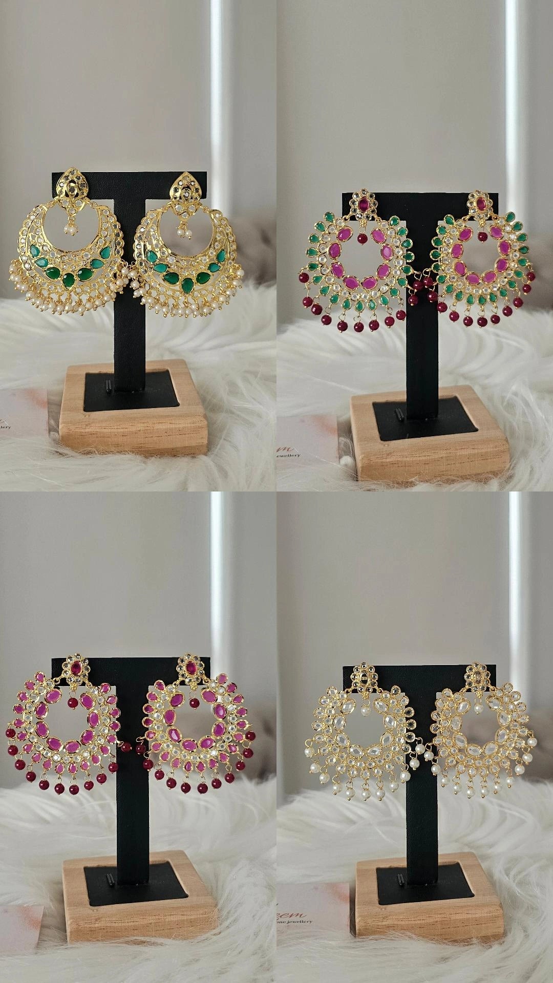 Alamzeb double chand bali earrings