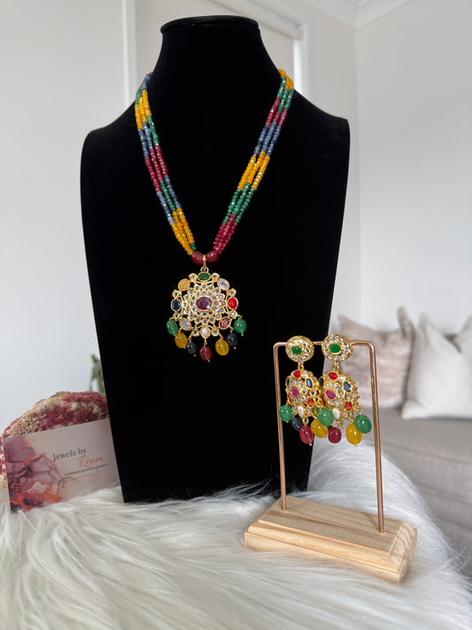 Mayoon multicolored beads pendant set