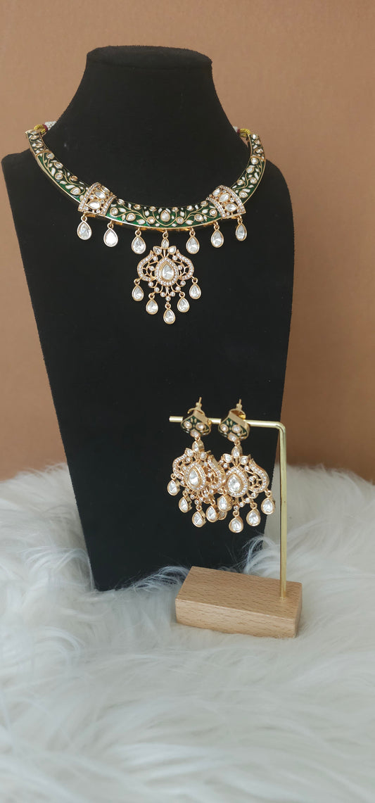 Morni Moissanite Hasli necklace set